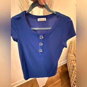 89th & Madison Cobalt Blue Short Sleeve Blouse NWOT